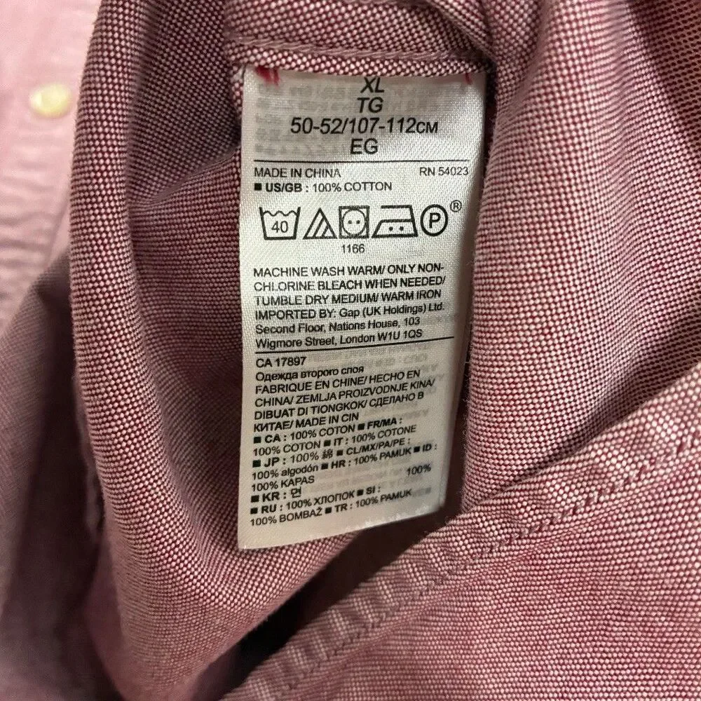 Banana Republic Grant Fit Oxford Button Down Shirt Mens XL Pink Cotton